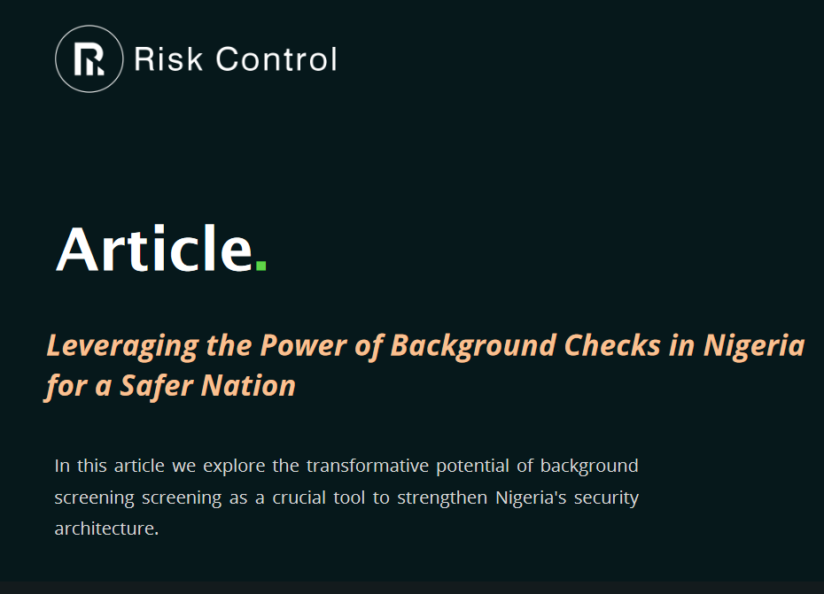 Leveraging The Power Of Background Checks In Nigeria For A Safer Nation